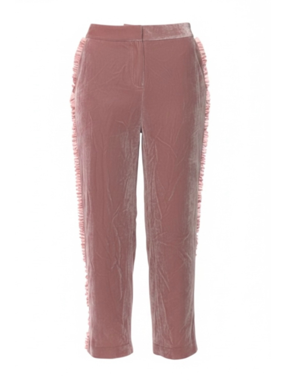 Cinq à Sept Zoma Ruffled Trim Velvet Trousers Pink Size 2